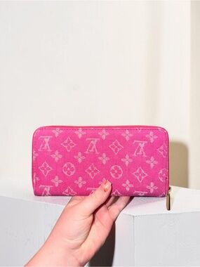 Pink monogram design Zip-Wallet dust bag included